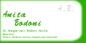 anita bodoni business card